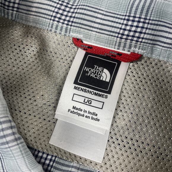 North Face Shirt Mens Large Button Up Vented Mesh Plaid Outdoors Short Sleeve - Picture 3 of 14